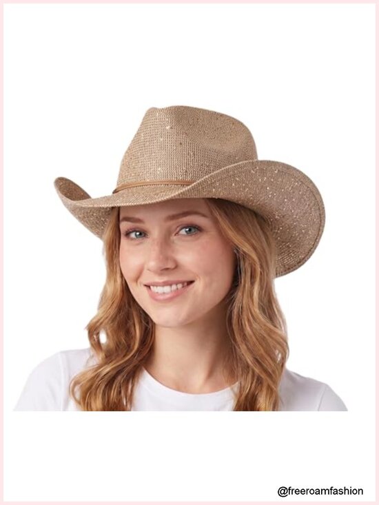 Sparkly Sequin Cowboy Hat with Suede String Trim main image 5